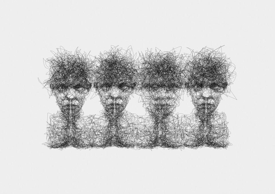 Family Portraits, JA0WXF. Black pigment ink on 210gsm cartridge paper.