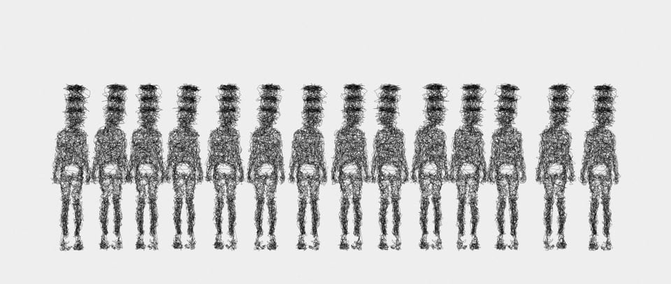 Family Portraits, 45GHPP. Black pigment ink on 210gsm cartridge paper.